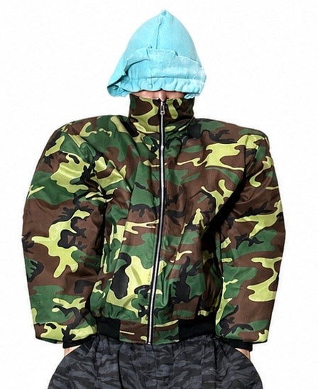 Nylon camo bomber